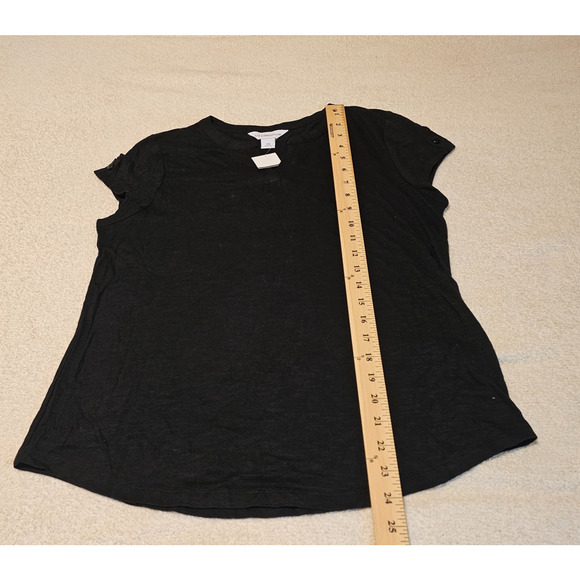 Liz Claiborne Womens Black Cap Sleeve Pullover Top Petite Medium NWT PM - Picture 4 of 9
